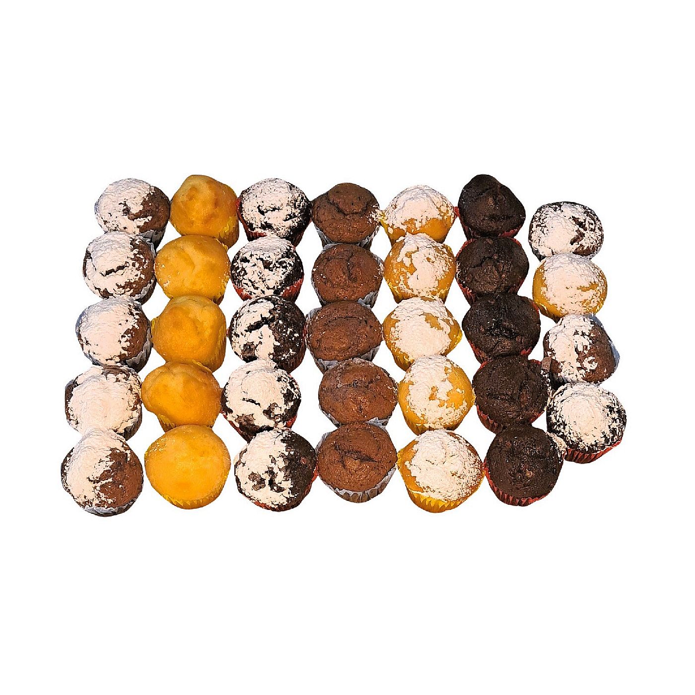 Mini Muffins in den Sorten Blaubeere, Vanille und Schoko-Banane als süßes Fingerfood