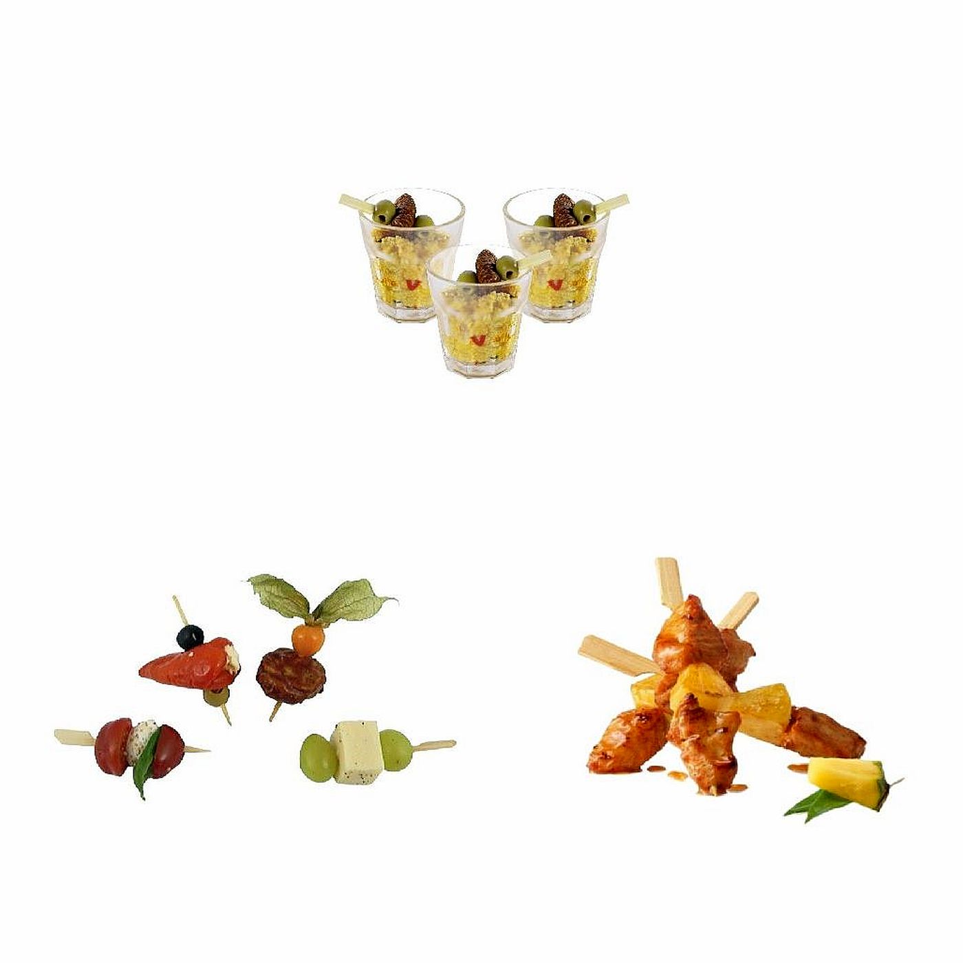Halal Fingerfood Paket mit Geflügelspießen, Hähnchenspießen und Couscous-Salat