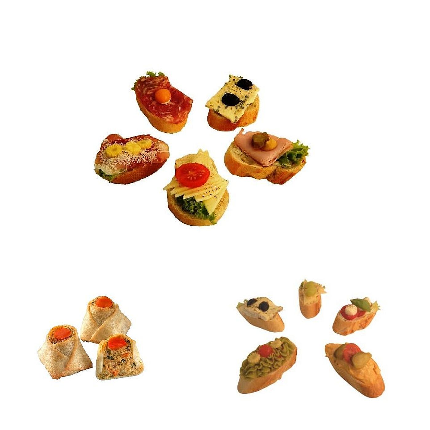 Erlesene Fingerfood-Komposition mit fein belegten Canapés und raffiniert gefüllten Vulkanhäppchen