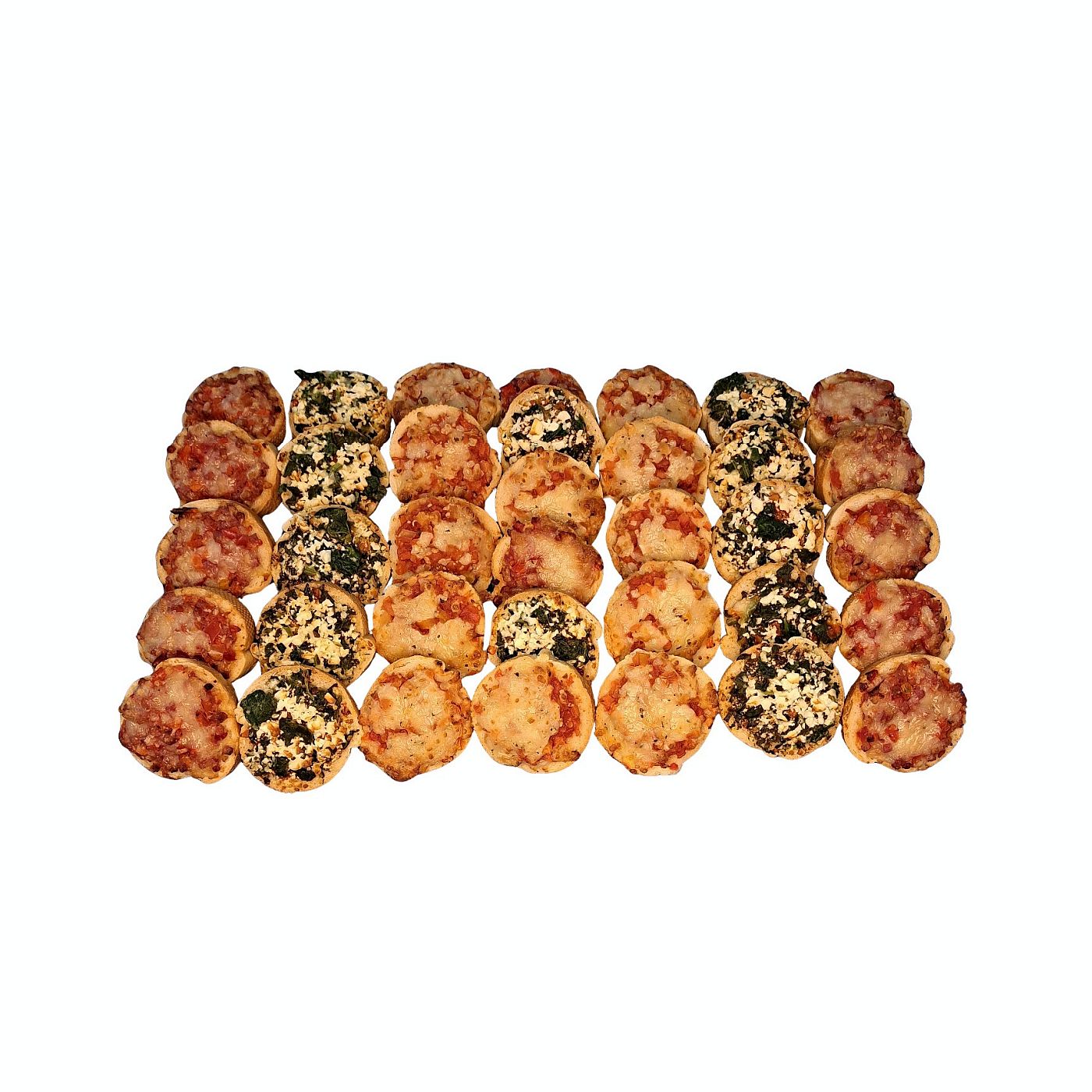 Bruschetta-Variationen mit Feta und Spinat, Tomaten-Käse und Salami mit Paprika – mediterranes Fingerfood